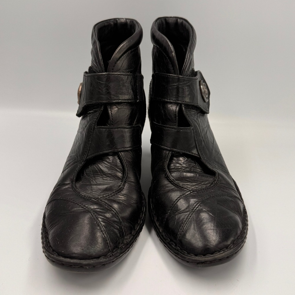 Josef Seibel Calla 02 Black Leather Ankle Boots Comfort Shoes Heels 38